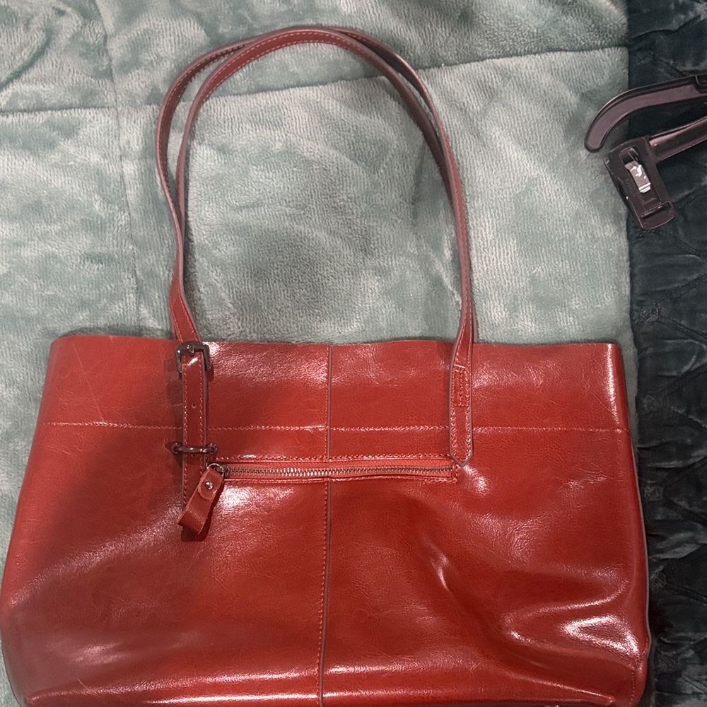 Elegant Red Leather Tote Bag